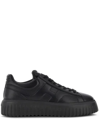 HOGAN H-STRIPES SNEAKERS IN BLACK SHEEPSKIN HOGAN