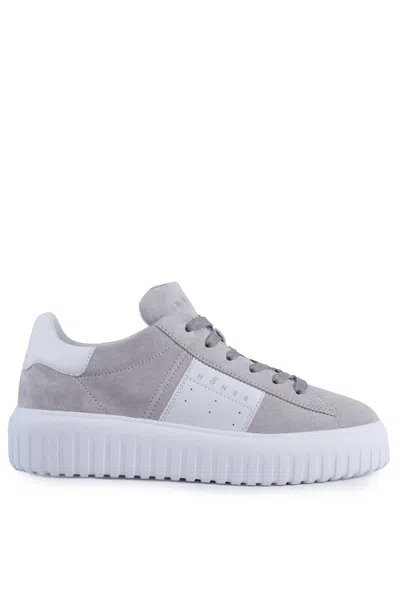 Hogan H-stripes Sneakers In Leather In Grigio