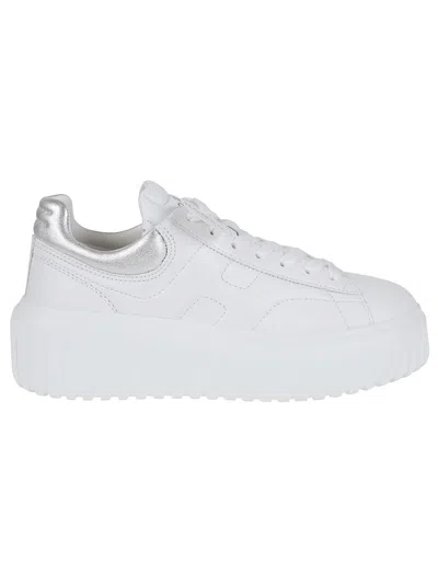 Hogan Sporty Nappa Leather Trainers With H Accents In White