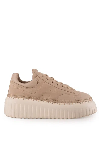 Hogan H-stripes Sneakers In Suede In Avorio