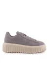 Hogan H-stripes Sneakers In Suede In Grey