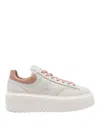 Hogan Chunky Platform Sneakers With Smooth And Textured Uppers In Neutral