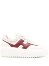 Hogan Autumn Striped Leather Sneakers In Beige And Bordeaux In Nude & Neutrals