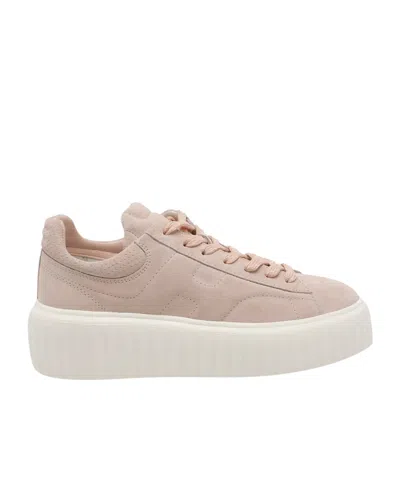 Hogan H-stripes Platform Sneakers In Pink