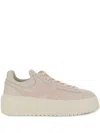 Hogan Two-tone Nappa Leather H-stripes Sneakers In Rosa