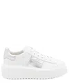 Hogan H-stripes Leather Platform Sneakers In White