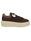 Hogan Leather Lace-up Sneakers Platform Sole In Brown