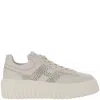 Hogan H-stripes Leather Sneakers In Neutral