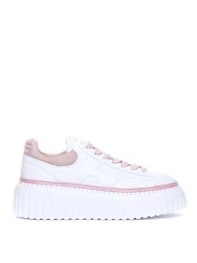 Hogan H-stripes Sneakers In White,pink
