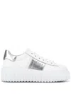 Hogan H-stripes Leather Platform Sneakers In White