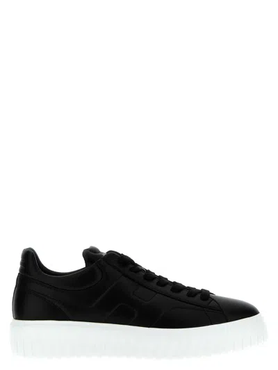 Hogan Round Head Lace-up Casual Shoes In Black