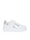 Hogan H-stripes Leather Platform Sneakers In White
