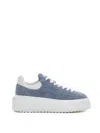 Hogan Logo-patch Denim Platform Sneakers In Denim