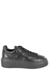 Hogan H Stripes Sneakers With Round Toe And Reinforced Heel In Gray