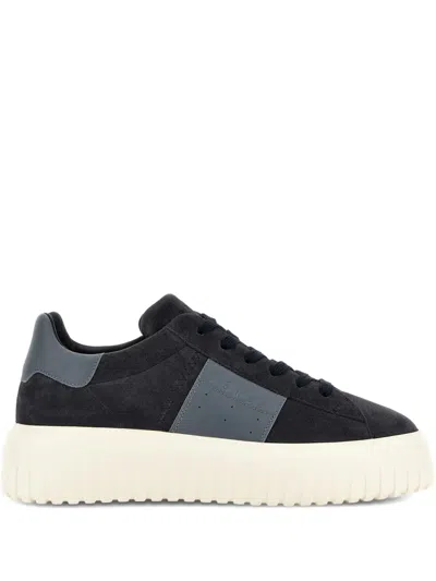 Hogan H-stripes Suede Panelled Sneakers In Multi