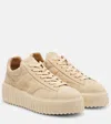 Hogan H-stripes Suede Platform Sneakers In Neutral