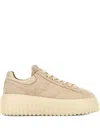Hogan H-stripes Suede Platform Sneakers In Neutral