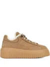 Hogan H-stripes Suede Sneakers With Shearling Lining Shoes