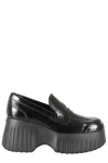 Hogan H-stripes Platform Loafers In Nero