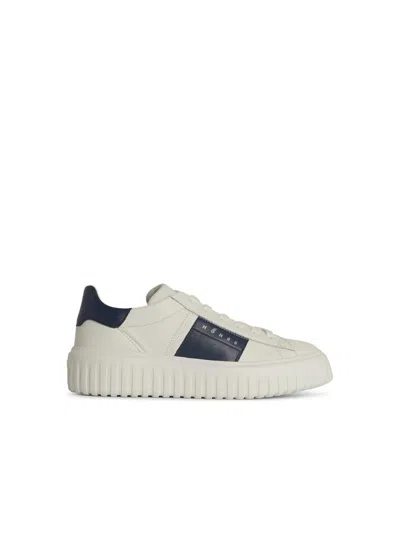 HOGAN HOGAN 'H STRIPES' WHITE LEATHER SNEAKERS