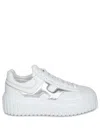 Hogan Low Top Leather Sneakers With Platform Sole In White