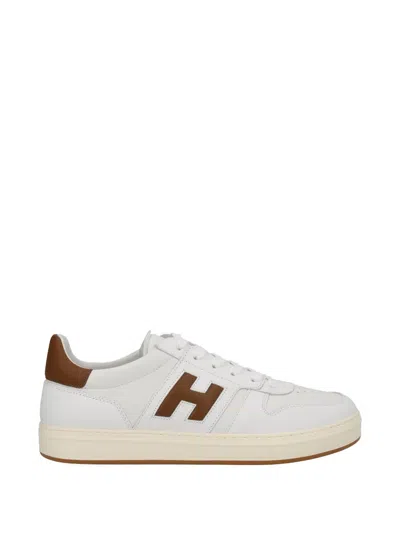 Hogan Sneakers Contrasting Heel Tab Rubber Sole In White