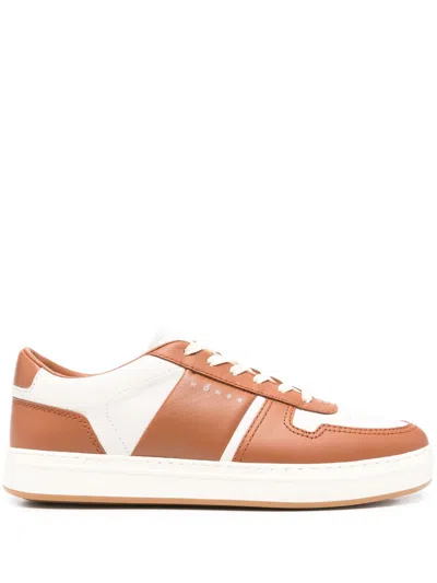 Hogan Flat Sole Round Toe Sneakers In White