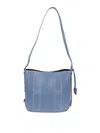 Hogan Cognac Blue Calf Leather Shoulder Bag In Blue