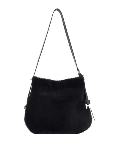 Hogan H01r Hobo Small Shearling In Black