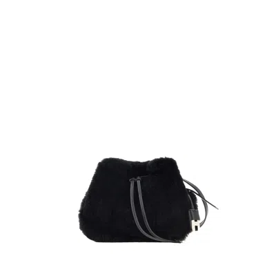 Hogan H01r Hocket Mini Shearling Shoulder Bag In Black