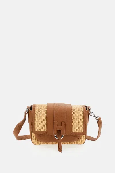 Hogan H01x Flap Raffia Bag In Brown