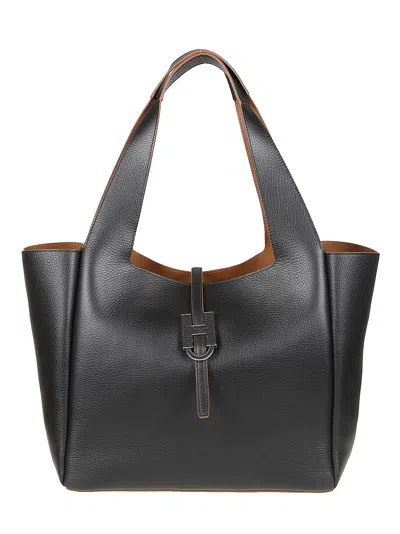 Hogan H01x H Shopping Calf Leather Tote Bag In Black