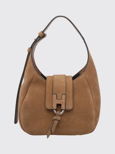 Hogan H01x Suede Shoulder Bag With Embossed Logo In Brown