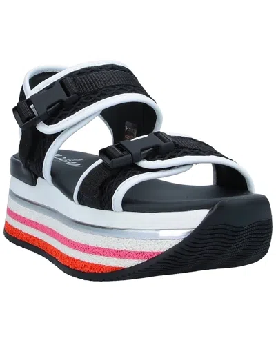 Hogan H222 Platform Mesh Sandals In Black