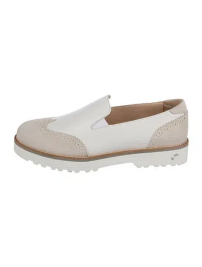 Pre-owned Hogan H259 Route Leather Loafers In White