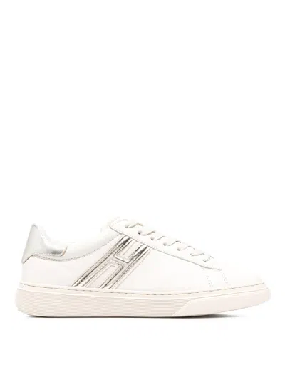 Hogan H365 Sneakers With Metallic Finish And Logo In Blanco