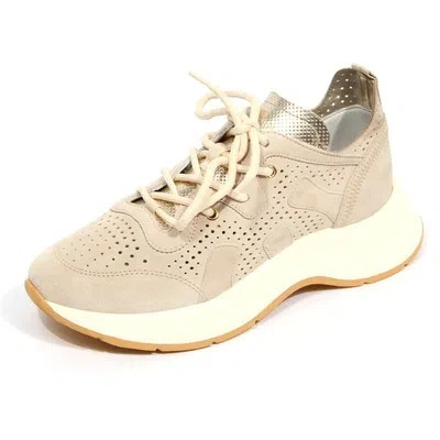 Pre-owned Hogan H4018 Sneaker Donna  H585 Woman Perforated Suede Shoes In Beige