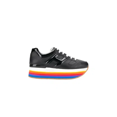 Hogan H421 Micro Rainbow Platform Sneakers In Black