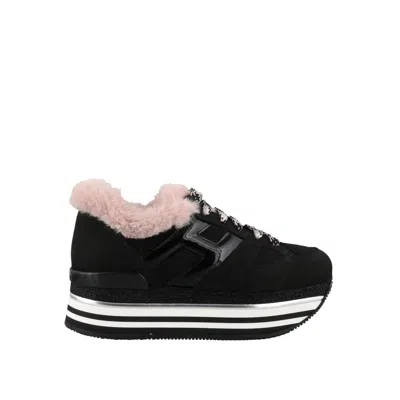 Hogan H472 Faux Fur Sneakers In Black