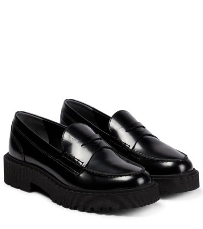 Hogan H543 Leather Loafers In Nero
