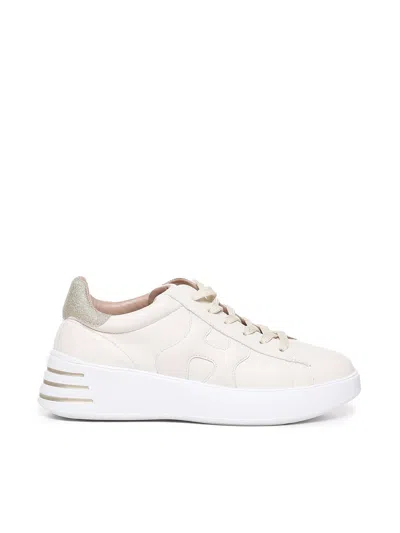 Hogan H564  Rebel Sneakers In Cream/gold