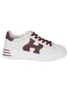 Hogan H564 Ivory Leather Low-top Sneakers In Burgundy