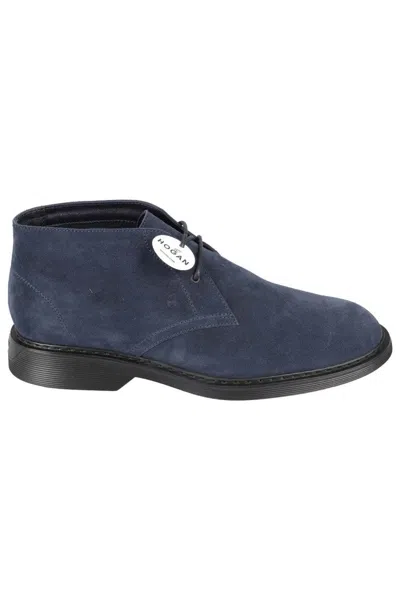 Hogan H576 Clark Suede Lace-up Ankle Boot In Gray