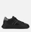 Hogan Black Leather Sneakers In Black