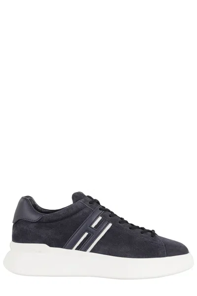 Hogan H580 Lace-up Sneakers With Distinctive Leather Logo In White