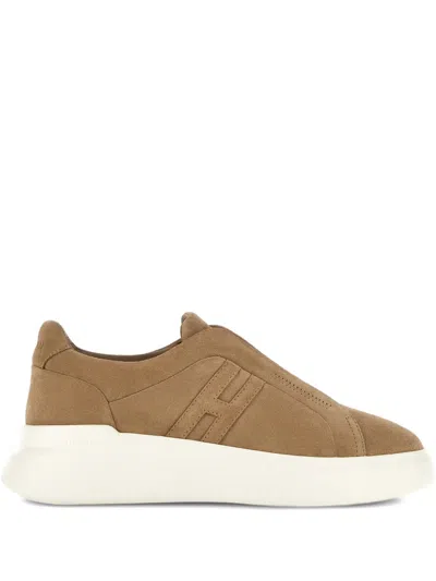 Hogan H580 Logo-detail Platform Sneakers In Brown