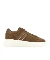 Hogan Earth Brown Leather Sneakers With Memory Foam Insole And Appliqué Logo In Brown