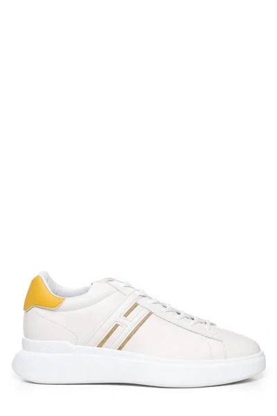 Hogan H580 Side H Patch Sneakers In Bianco/giallo