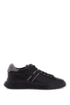 Hogan Black Leather Sneakers In Black