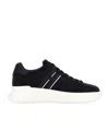 Hogan Black Leather Sneakers With Logo-embellished Side Panels In Black